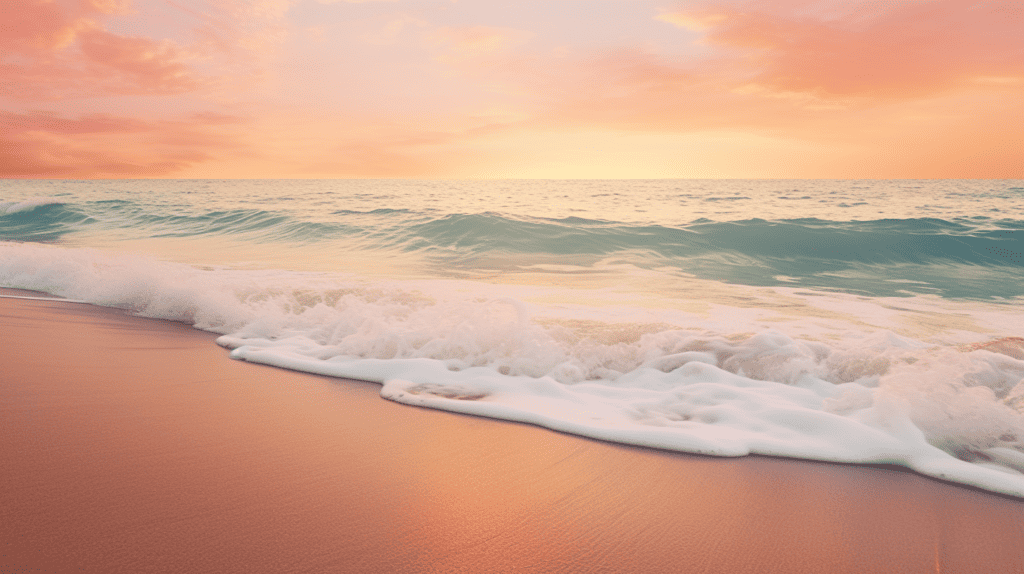 A serene spiritual retreat.  Ocean waves on the beach.