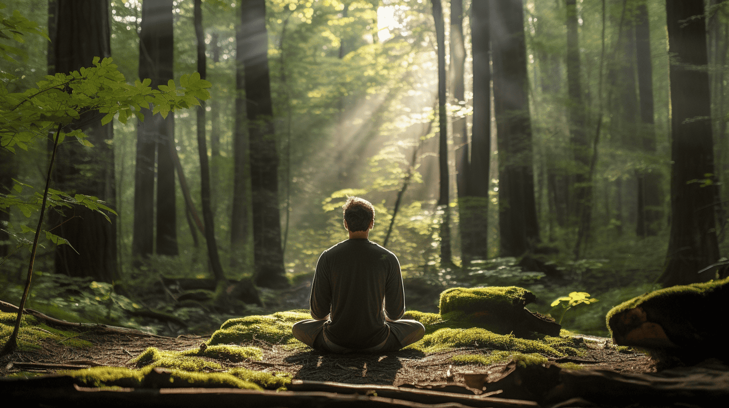 Meditation Practices, man meditating in the forest.
