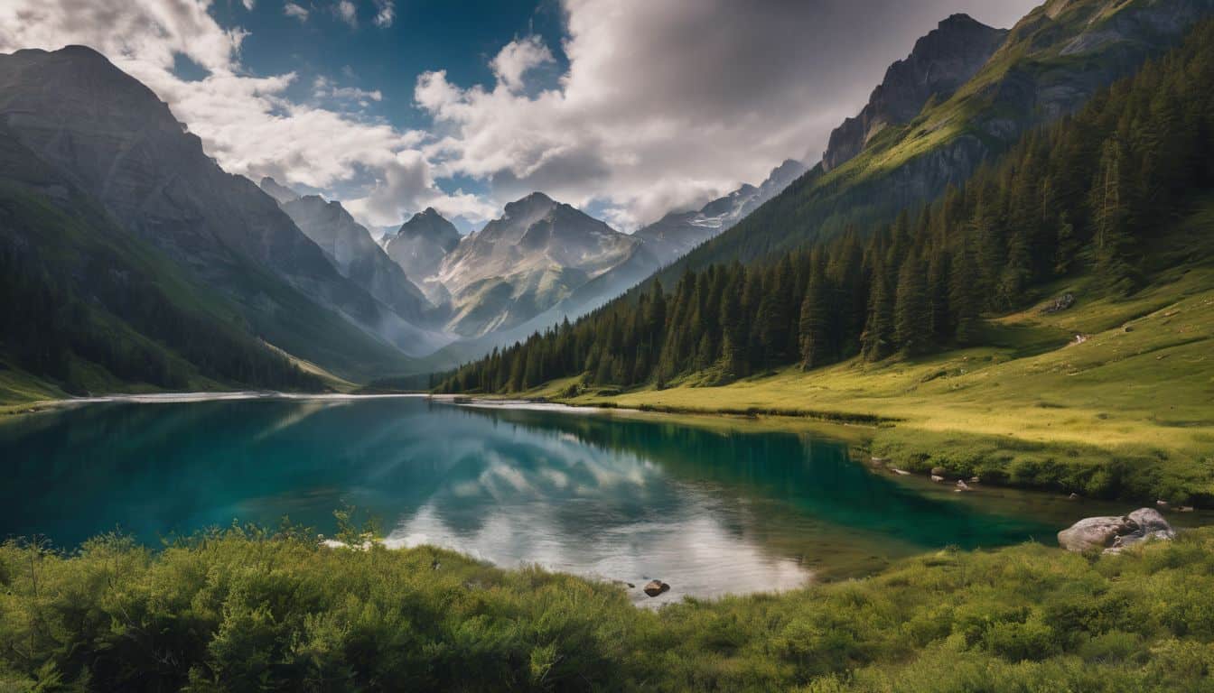 Spiritual Benefits of Meditation Practices. Serene lake at a mountain top
