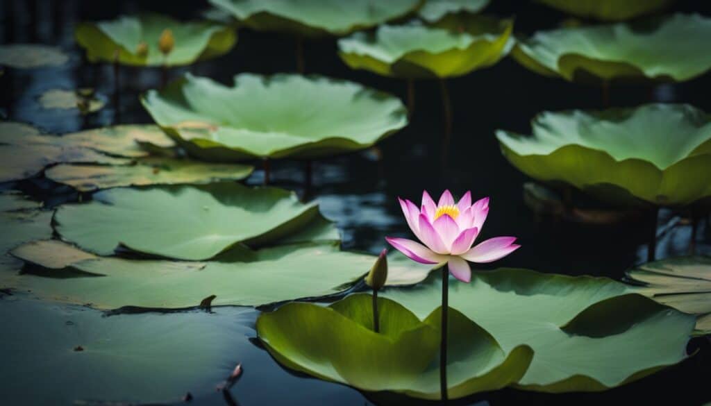 A lotus flower on top of a pond