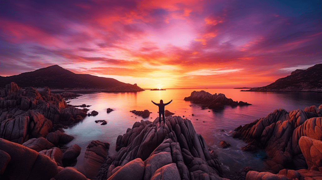 Can meditation Give you Superpowers. 
 Person in the cold, on a rock in front of the sea.