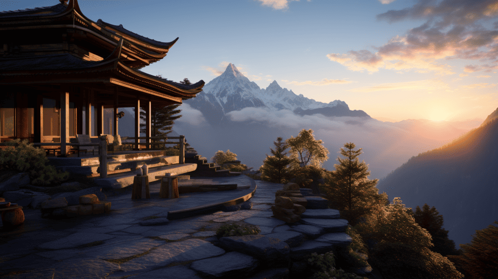 Zen temple on the top of a mountain.