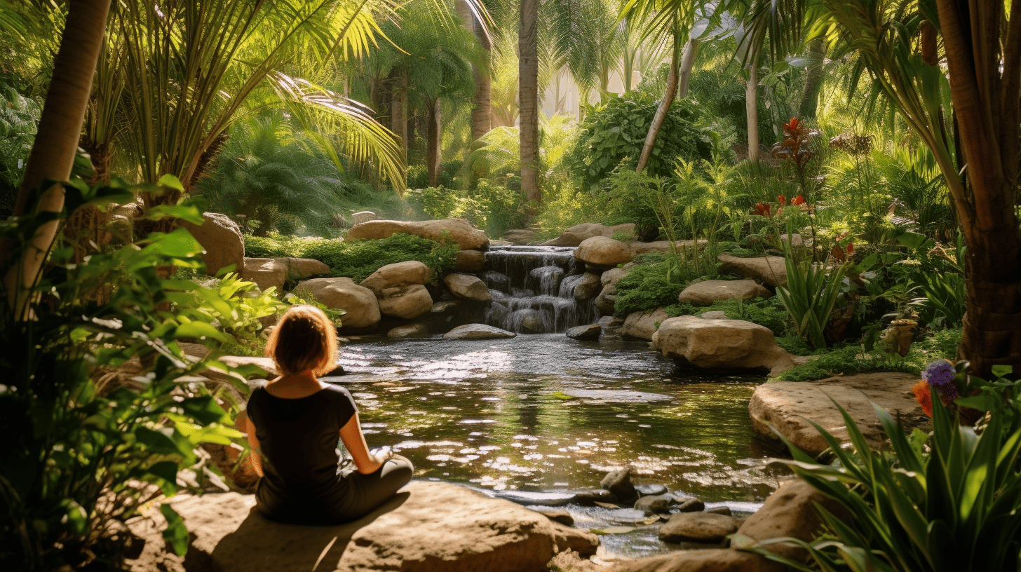 Jack Kornfield Meditation for Beginners. Woman at a creek practicing mindful meditation.