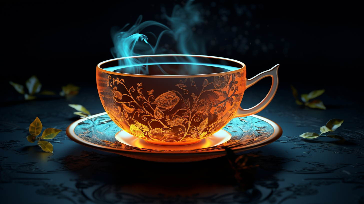 Best Tea for Meditation, beautiful tea cup with blue glow.