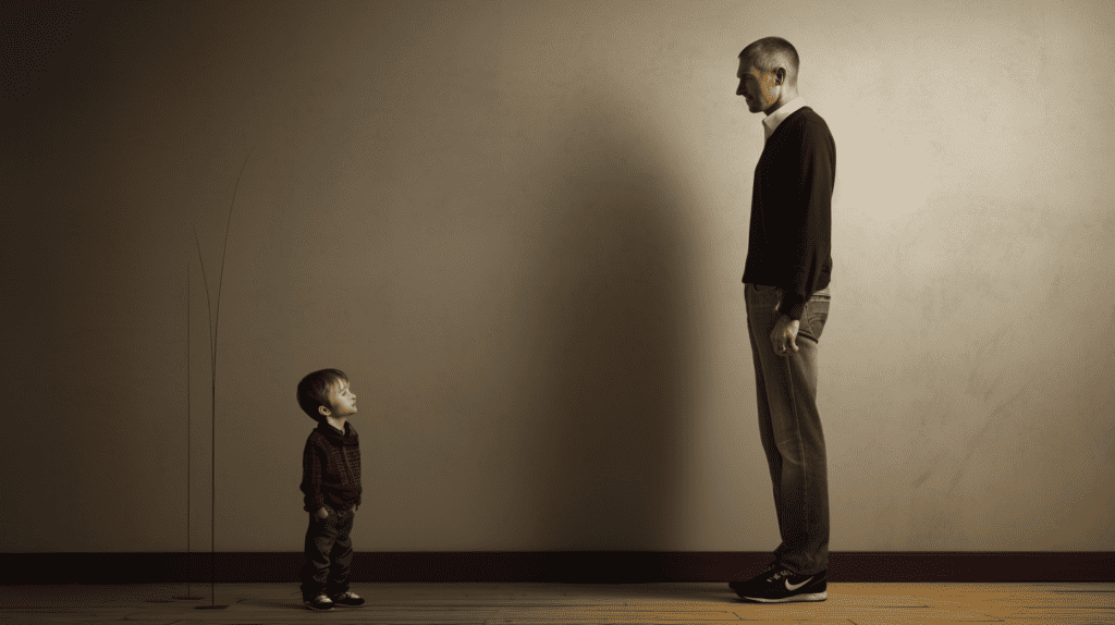 Pituitary Gland Dot Meditation Technique for Height Increase. Man standing next to his son