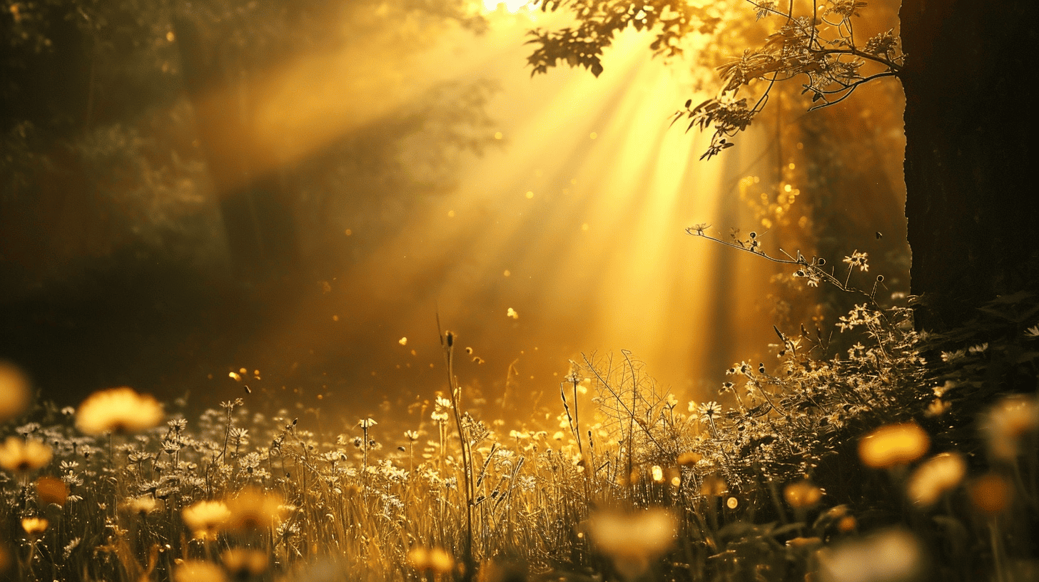 Good Afternoon Spiritual Quotes. Sun rays coming through trees.