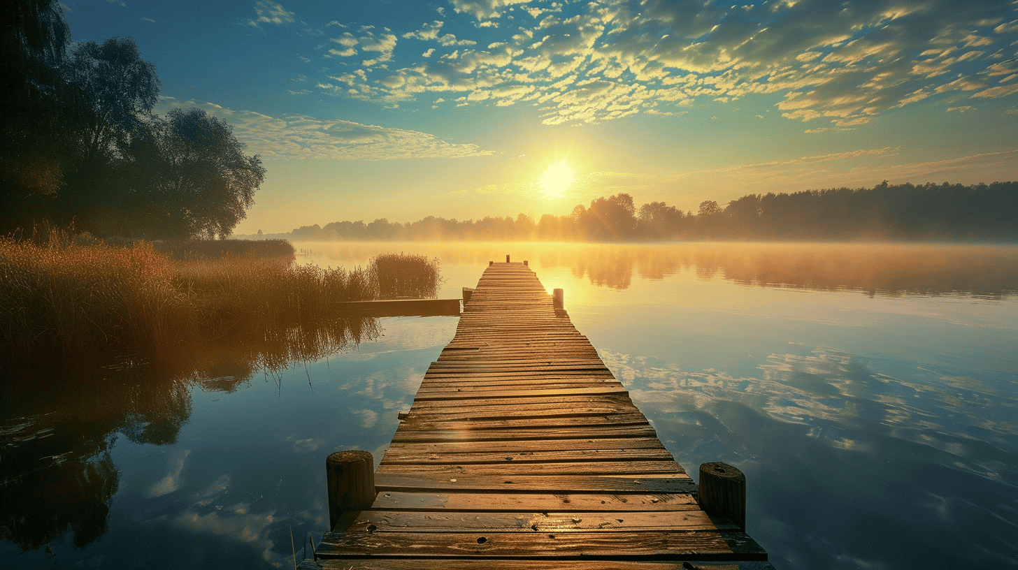 Good Morning Monday Spiritual Quotes. Dock on a lake.
