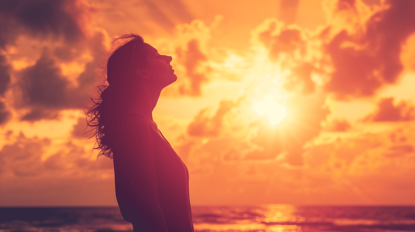 Inspirational Spiritual Quotes For Women. Woman bathing in the sunlight.