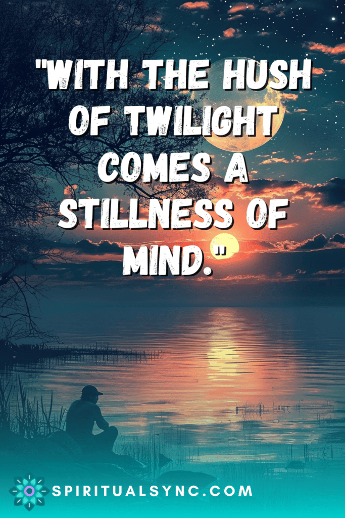 251 Good Evening Spiritual Quotes.  Man sitting at the lake during the evening.