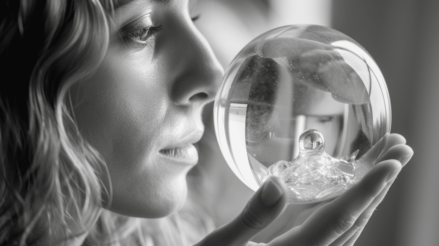 Spiritual Clarity Quotes. Woman looking into a glass orb.