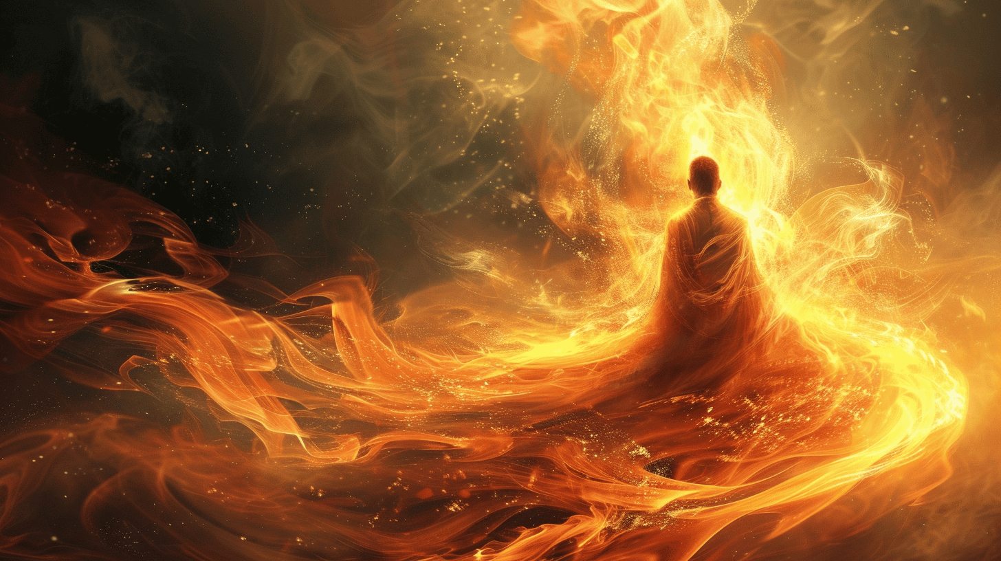 Spiritual Fire Quotes. Person walking in flames.
