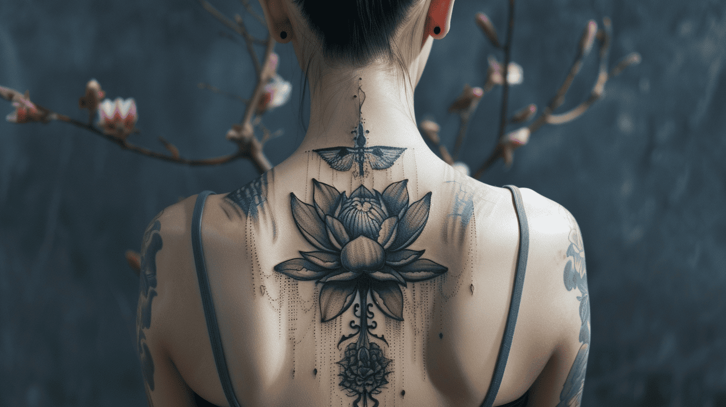 Spiritual Quotes Tattoo Ideas. Woman with back tattoos