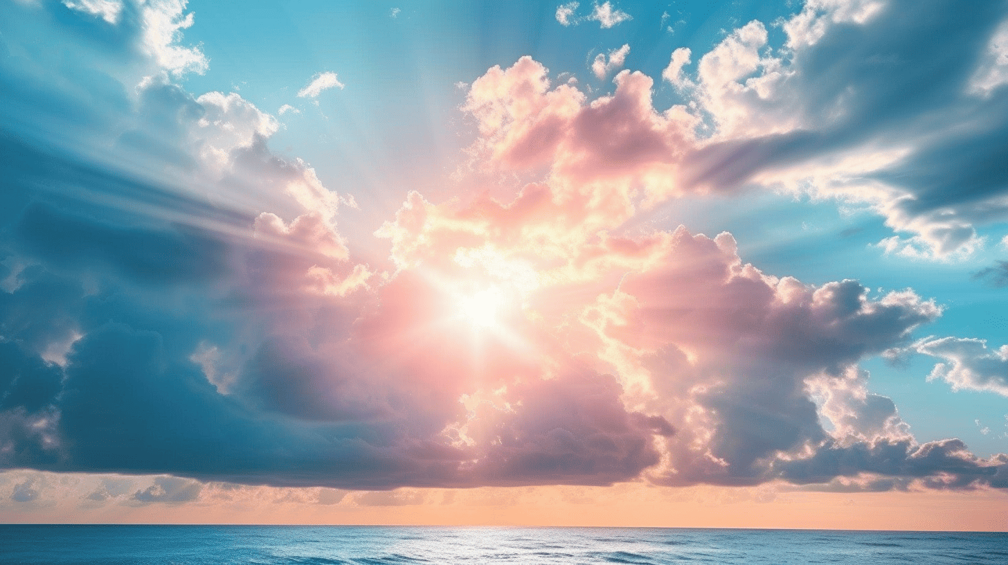 Sunday Spiritual Inspirational Quotes. Beautiful sunrise over the ocean.