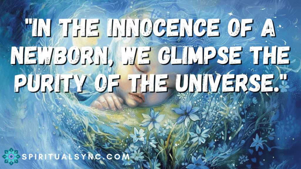 Baby wrapped in the universe with a spiritual quote.