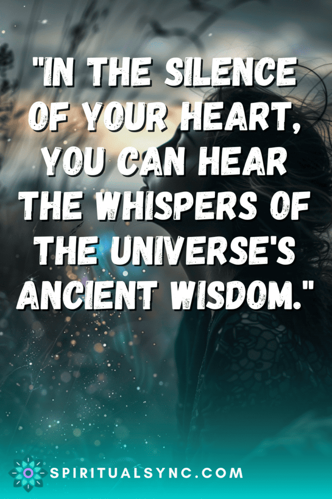 Woman looking into the universe with a spiritual quote.