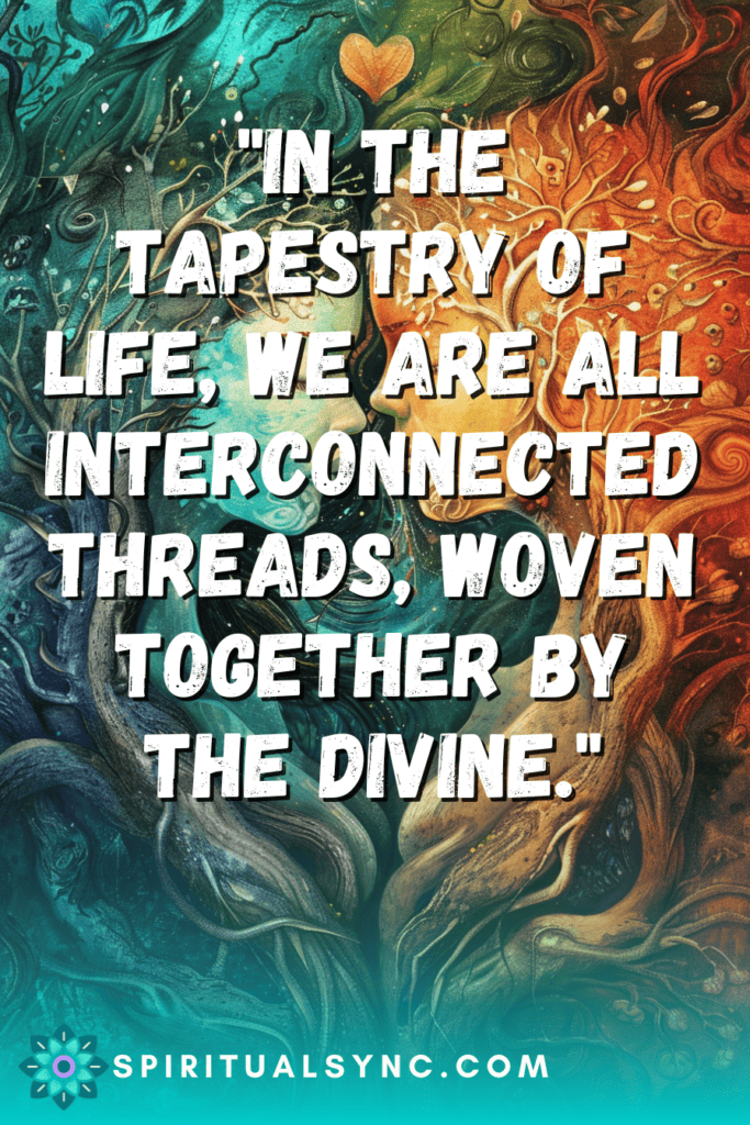 Divine trees connecting with each other, spiritual quotes.