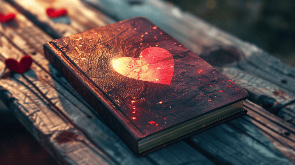 Journal with a heart on it.