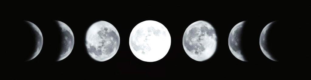 moon lunar cycles in the sky.